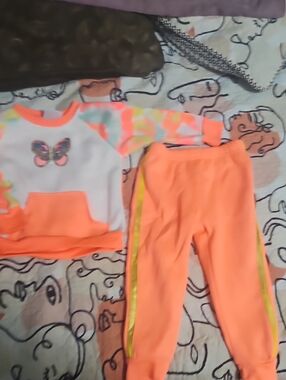 Real Love Neon Orange Baby Tee with Sequin Butterfly